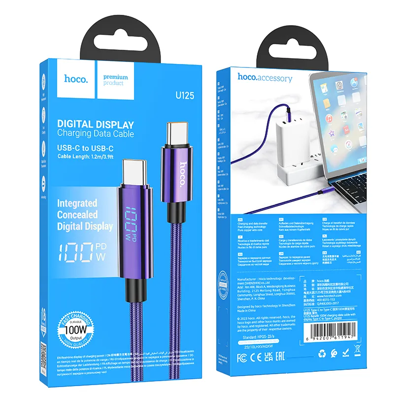 U125 Benefit 100W charging data cable with display Type-C to Type-C - Image 5